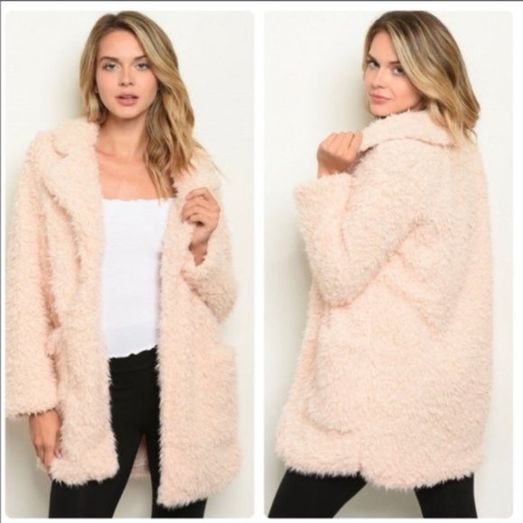 Shop The Trends Jackets & Blazers - CLEARANCE! Sherpa Teddy Bear Coat Blush Pink